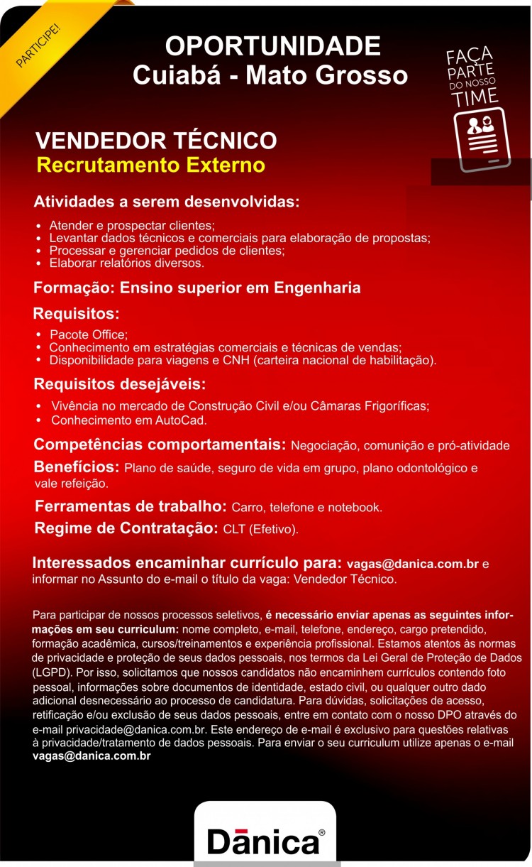 Vendedor Técnico | Cuiabá - MT